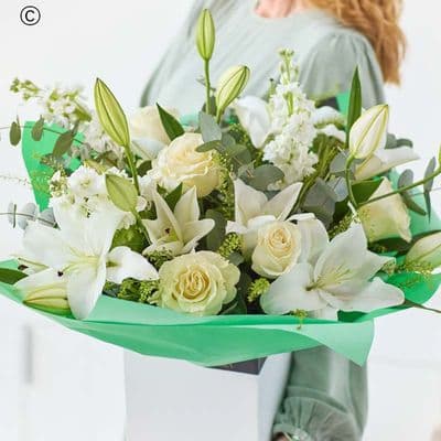 Sumptuous White rose and Lily Bouquet CCRLW0200