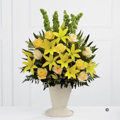 Yellow Lily & Rose Service Arrangement