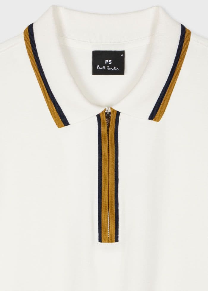 PS PAUL SMITH HALF ZIP POLO - WHITE