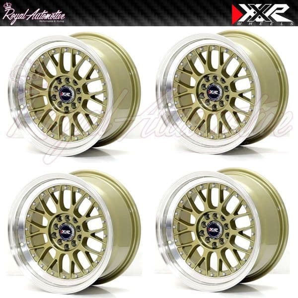 XXR 521 Deep Dish Alloy Wheels 16x8 ET20 4x100 4x114 Polished Gold JDM Euro JAP