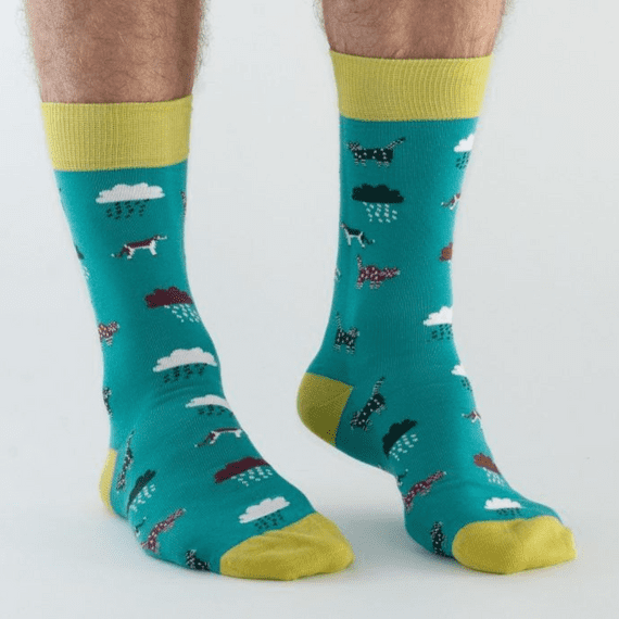 Green Cats & Dogs Socks UK Size 7 - 11