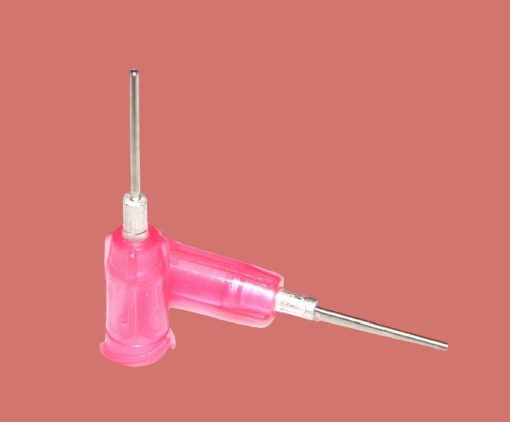 20 Gauge Precision Crimped Hub Tip Pink Adhesive Dispensing TES20-1/2