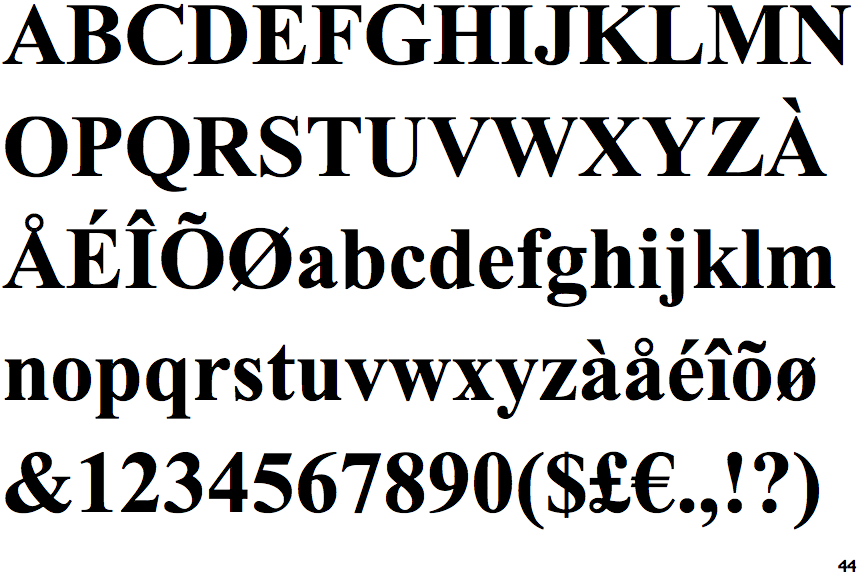 Times New Roman Bold Letters & Numbers