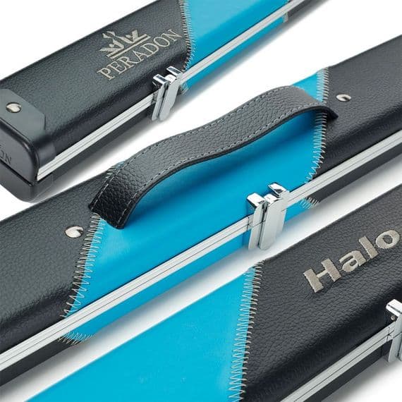 1pc Peradon Halo double cue case - Black & Sky Blue striped (holds 2 x 1pc cues)