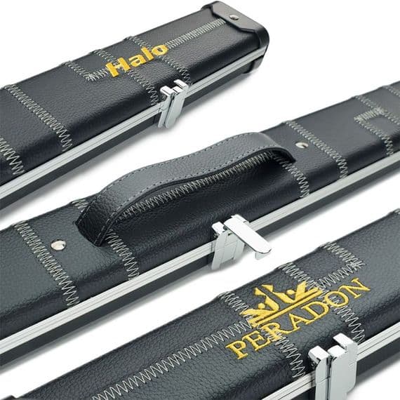 1pc Peradon Halo double cue case - Black with Silver stitching (holds 2 x 1pc cues)