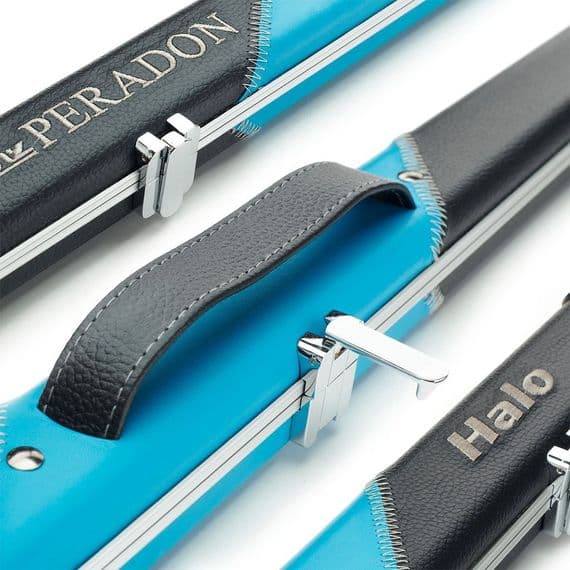 1pc Peradon Halo Slim cue case - Black & Sky Blue striped (holds 1 x 1pc cue)