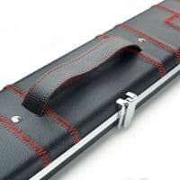 3/4 Halo Plus cue case - Black & Red stitch - Wide 3 sections