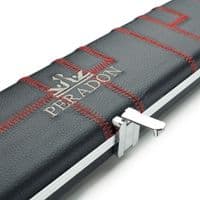 3/4 Halo Plus cue case - Black & Red stitch - Wide 3 sections