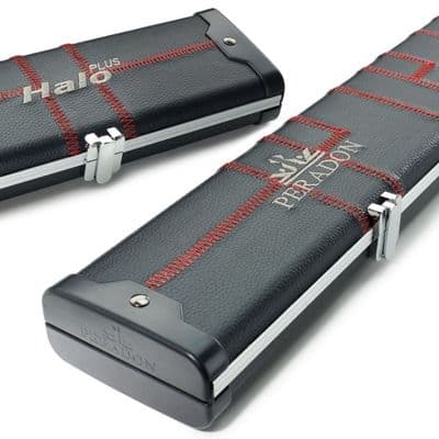 3/4 Halo Plus cue case - Black & Red stitch - Wide 3 sections