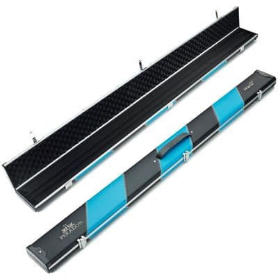 3/4 Halo Plus cue case - Black & Sky Blue striped - Wide 3 sections