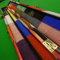 3/4 Peradon Harlequin Leather cue case - Baby blue straps