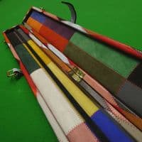 3/4 Peradon Harlequin Leather cue case - Baby blue straps