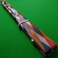 3/4 Peradon Harlequin Leather cue case - Baby blue straps