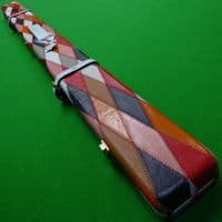 3/4 Peradon Harlequin Leather cue case - Baby blue straps