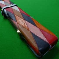 3/4 Peradon Harlequin Leather cue case - Baby blue straps
