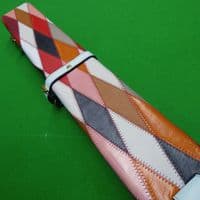 3/4 Peradon Harlequin Leather cue case - Baby blue straps
