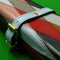 3/4 Peradon Harlequin Leather cue case - Baby blue straps