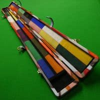 3/4 Peradon Harlequin Leather cue case - Baby blue straps