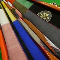 3/4 Peradon Harlequin Leather cue case - Baby blue straps