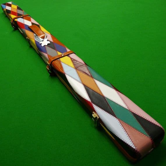 3/4 Peradon Harlequin Leather cue case - Brown straps