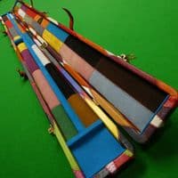 3/4 Peradon Harlequin Leather cue case - Red straps