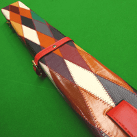 3/4 Peradon Harlequin Leather cue case - Red straps