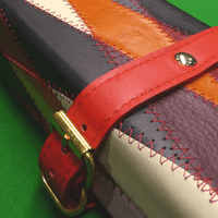 3/4 Peradon Harlequin Leather cue case - Red straps