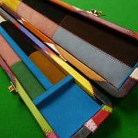 3/4 Peradon Harlequin Leather cue case - Red straps