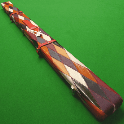 3/4 Peradon Harlequin Leather cue case - Red straps