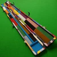 3/4 Peradon Harlequin Leather cue case - Turquoise straps