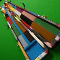 3/4 Peradon Harlequin Leather cue case - Turquoise straps