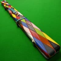 3/4 Peradon Harlequin Leather cue case - Turquoise straps