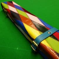 3/4 Peradon Harlequin Leather cue case - Turquoise straps