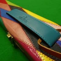 3/4 Peradon Harlequin Leather cue case - Turquoise straps