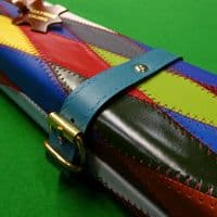 3/4 Peradon Harlequin Leather cue case - Turquoise straps