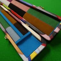 3/4 Peradon Harlequin Leather cue case - Turquoise straps