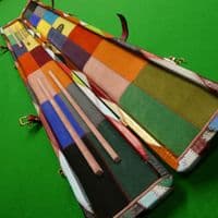 3/4 Peradon Harlequin Leather cue case wide - Burgundy straps