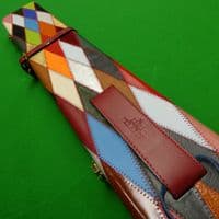 3/4 Peradon Harlequin Leather cue case wide - Burgundy straps