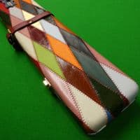 3/4 Peradon Harlequin Leather cue case wide - Burgundy straps