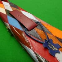 3/4 Peradon Harlequin Leather cue case wide - Burgundy straps