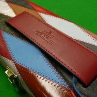 3/4 Peradon Harlequin Leather cue case wide - Burgundy straps