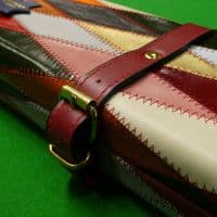 3/4 Peradon Harlequin Leather cue case wide - Burgundy straps
