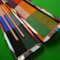 3/4 Peradon Harlequin Leather cue case wide - Burgundy straps