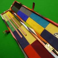 3/4 Peradon Harlequin Leather cue case wide - Burgundy straps