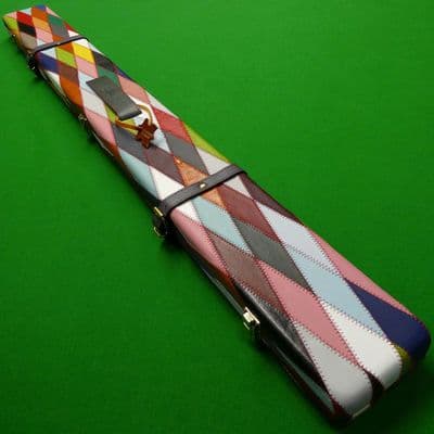 3/4 Peradon Harlequin Leather cue case wide - Slate straps