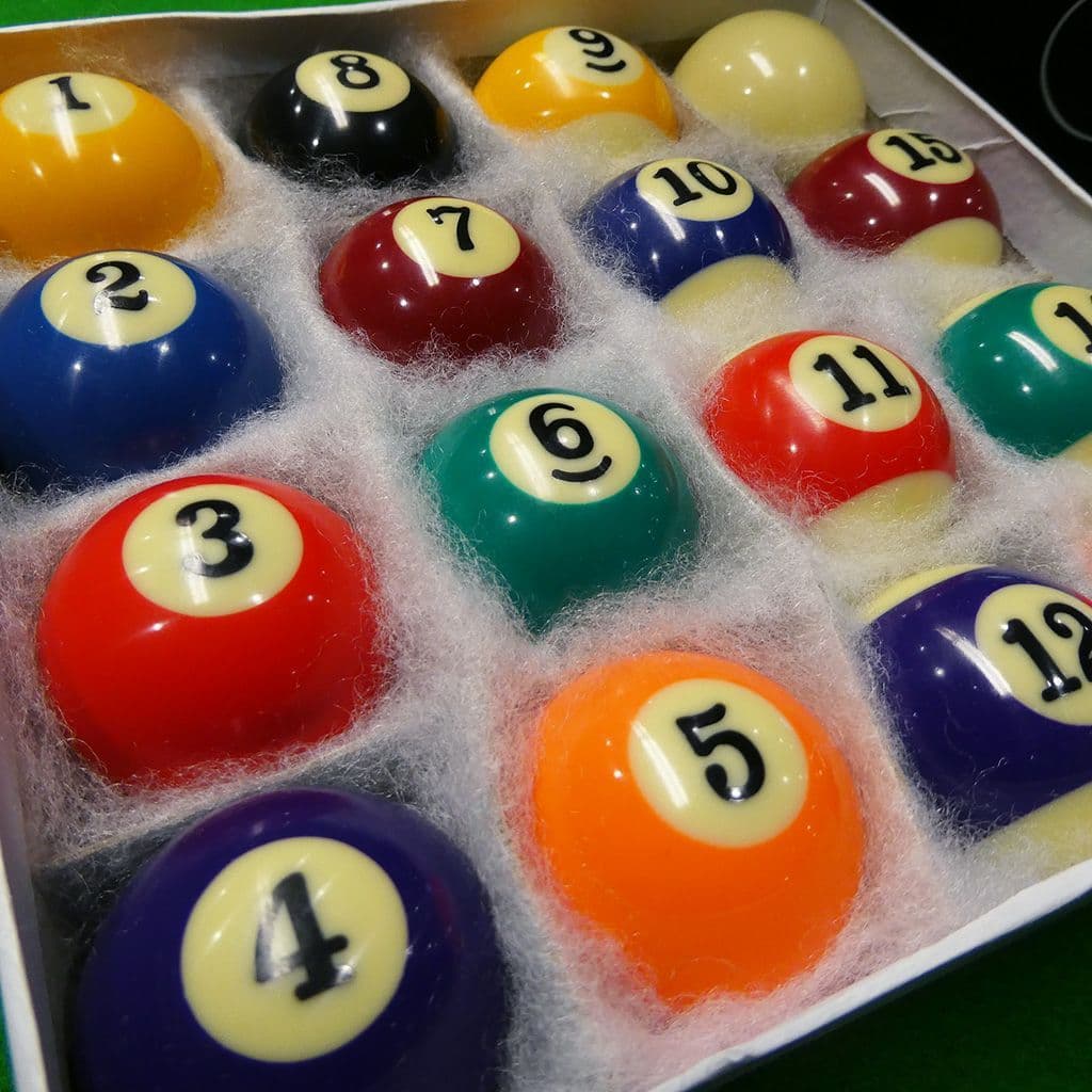 Mini American 9 Ball Spots & Stripes engraved Pool Balls 1 5