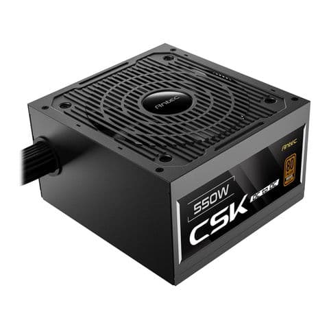 Antec CSK550DC 550W Power Supply, 80 Plus Bronze Certified, ATX 12V 2.52, Non-Modular, DC-to-DC, Flat Black Cables, 120mm Quiet Fan, UK Plug