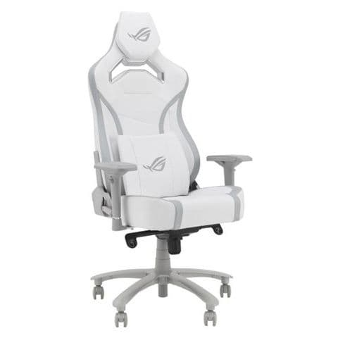 Asus ROG Chariot X Core (Wide) Gaming Chair, Racing-Car Style, Premium PU Leather, Memory-Foam Lumbar, 4D Armrests, 155ð Recline, Tilt & Class 4 Gas Lift, White