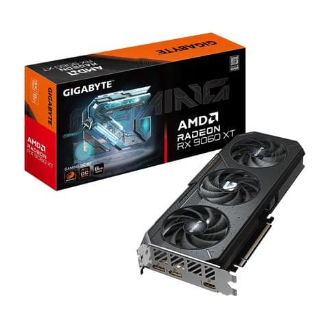 Gigabyte Radeon RX 9060 XT GAMING OC 8GB GDDR6 Graphics Card, 2048 Streams, 3320 MHz Boost Clock, Tr