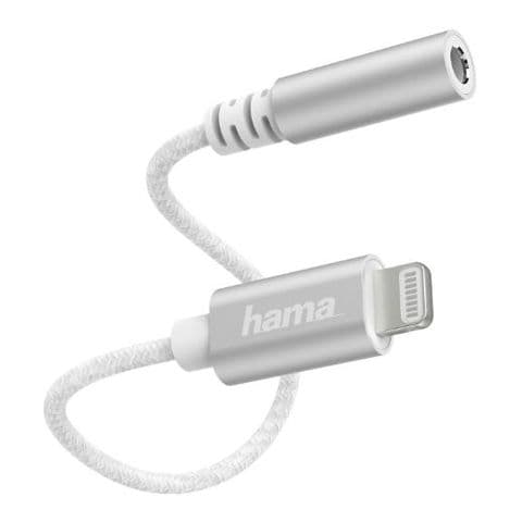 Hama Lightning Male to 3.5mm Jack Female Cable, Ultra-Thin & Flexible Cable, MFI Certified